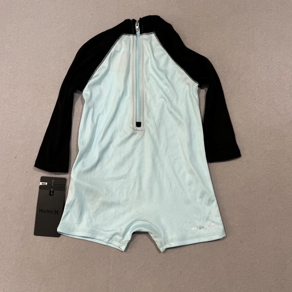 Hurley One-Piece Swimsuit Kids‎ 12M Topaz Mist Long Sleeve UPF 50+ Nike Dri-FIT